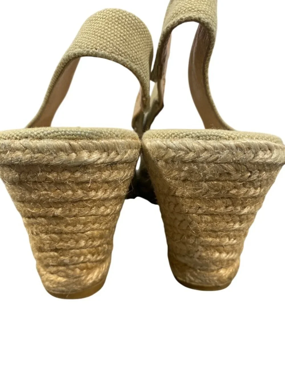Viscata Barcelona Beige Canvas Slingback Espadrille Wedge Heels Womens Shoes 38
